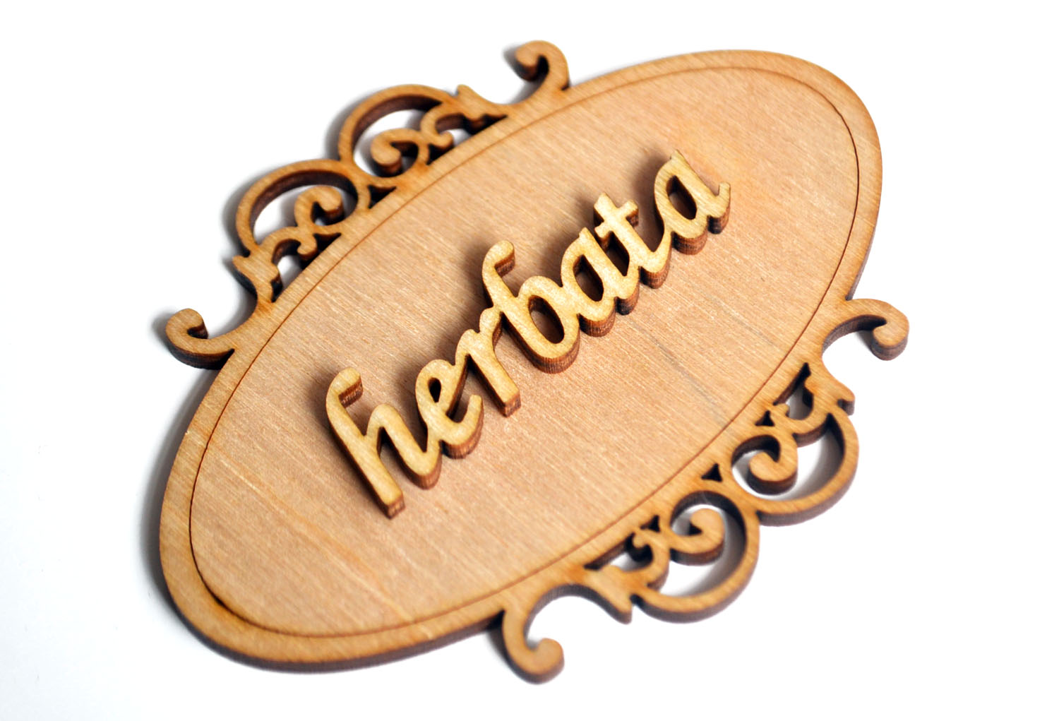 Tabliczka drewniana vintage 10cm z napisem HERBATA